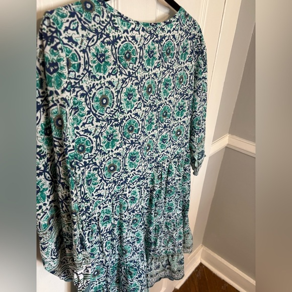 Soft Surroundings Nerisa Embroidered Printed Dress | Blue Batik Style | Size M - Picture 14 of 16